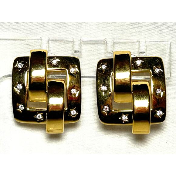 Joan Rivers Vintage Gold Plated Rhinestone Star Earrings - Picture 9 of 10